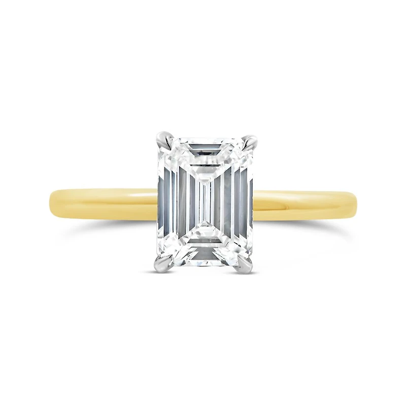 New Brilliance 14K Yellow Gold Lab Grown 2.08CTW Emerald Cut Diamond Ring