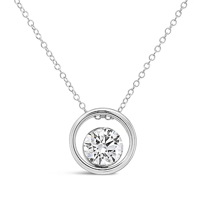 New Brilliance 14K White Gold Lab Grown 0.50CT Diamond Solitaire Pendant