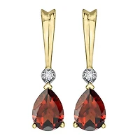 10K Yellow Gold Garnet and Diamond Earrings