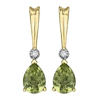 10K Yellow Gold Peridot and Diamond Earrings