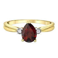 10K Yellow Gold Garnet and Diamond Ring