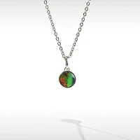 KORITE ESSENTIALS Sterling Silver Round Ammolite 16-18" Pendant