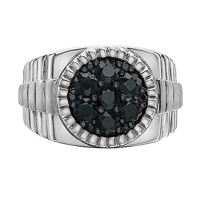 Sterling Silver Black Sapphire Men's Ring