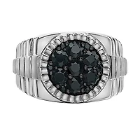 Sterling Silver Black Sapphire Men's Ring