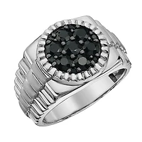 Sterling Silver Black Sapphire Men's Ring