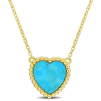 Julianna B Yellow Plated Sterling Silver Heart Shape Turquoise Necklace