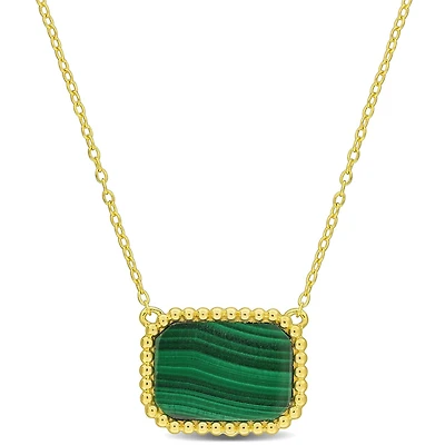 Julianna B Yellow Plated Sterling Silver Malachite Necklace