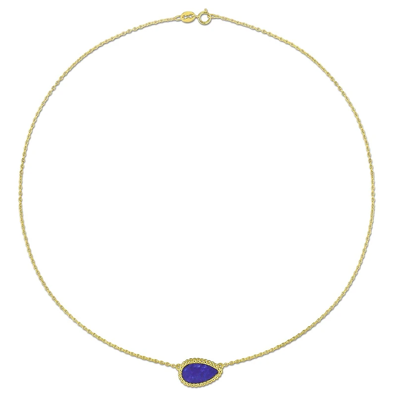 Julianna B Yellow Plated Sterling Silver Pear Shape Blue Lapis Necklace