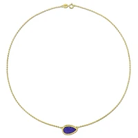 Julianna B Yellow Plated Sterling Silver Pear Shape Blue Lapis Necklace