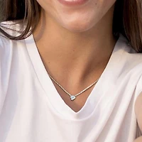 Julianna B Sterling Silver Heart Shape Blue Topaz and Diamond Necklace