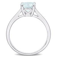 Julianna B Sterling Silver Aquamarine Solitaire Ring