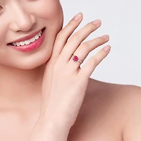 Julianna B Sterling Silver Created Ruby Solitaire Ring