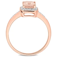 Julianna B Rose Plated Sterling Silver Morganite and Diamond Ring