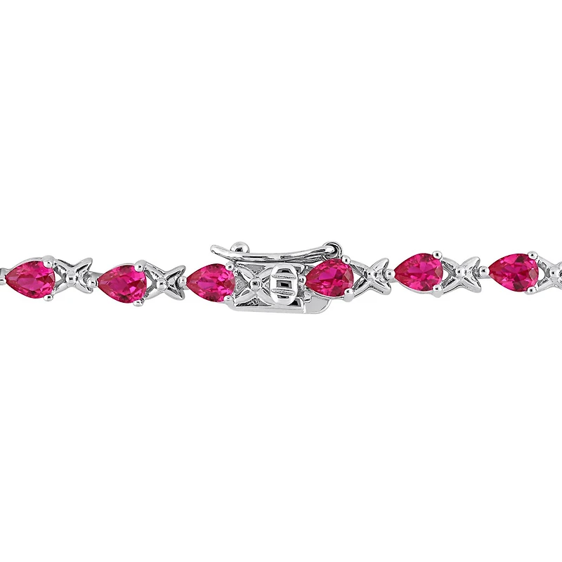 Julianna B Sterling Silver Created Ruby 7" Bracelet