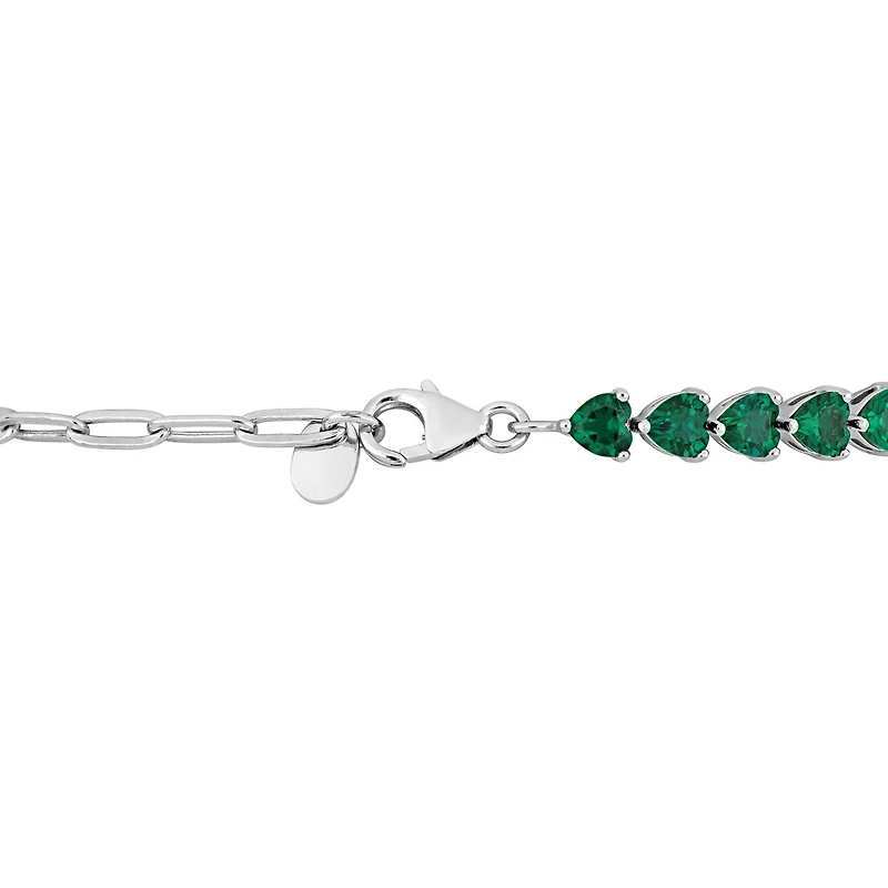 Julianna B Sterling Silver Created Emerald 7.5" Bracelet