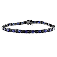 Julianna B Sterling Silver Black Rhodium Created Sapphire 9" Bracelet