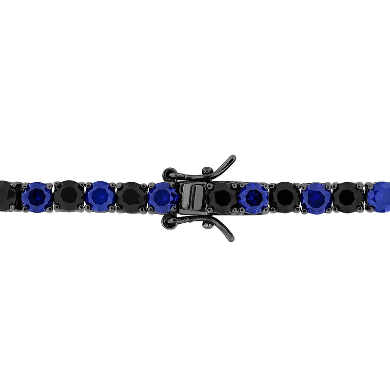 Julianna B Sterling Silver Black Rhodium Created Sapphire 9" Bracelet