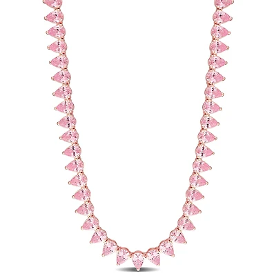 Julianna B Rose Plated Sterling Silver Pink Cubic Zirconia Tennis 18" Necklace