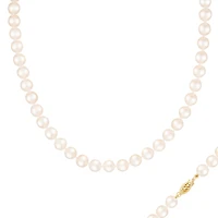 14K Yellow Gold 7-8mm White Freshwater Pearl 36" Necklace
