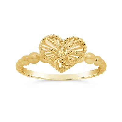 10K Yellow Gold Heart Ring