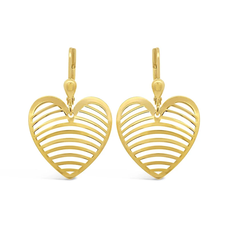 10K Yellow Gold Heart Drop Earrings
