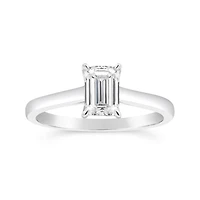 14K White Gold Lab Grown 1.00CT Emerald Cut Diamond Solitaire Ring