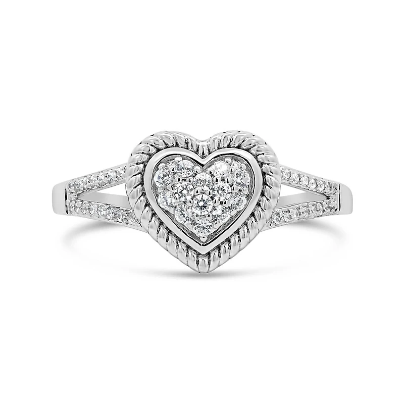 Sterling Silver 0.15Ctw Diamond Promise Ring
