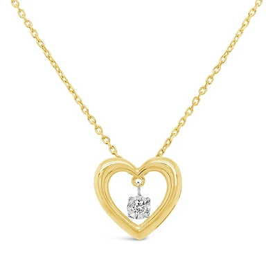 Dancing Diamonds 10K Yellow Gold Diamond Heart Necklace