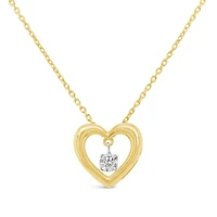 Dancing Diamonds 10K Yellow Gold Diamond Heart Necklace