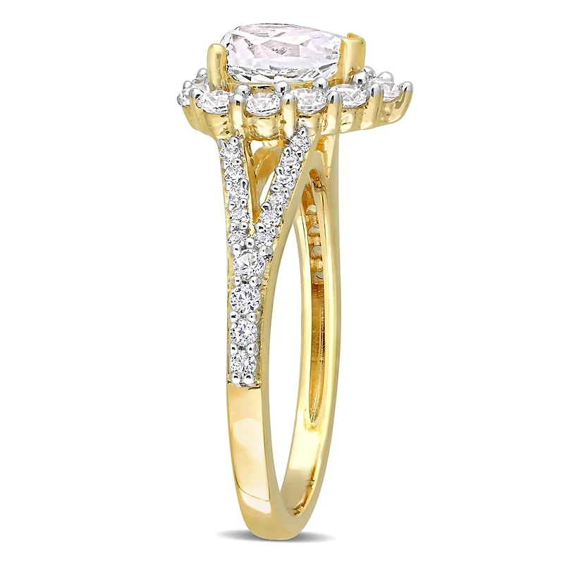 Julianna B Yellow Plated Sterling Silver Created White Sapphire Fashion Ring