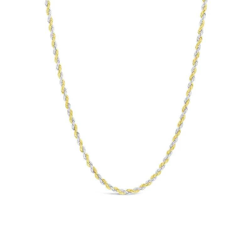10K Yellow Gold with White Accent 20" 2.0mm Rope Chain