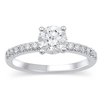 New Brilliance 14K White Gold Lab Grown 1.13CTW Solitaire Ring with Accents