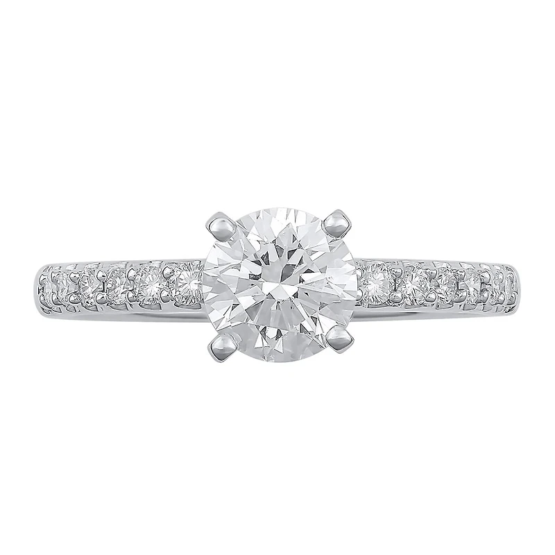 New Brilliance 14K White Gold Lab Grown 1.13CTW Solitaire Ring with Accents