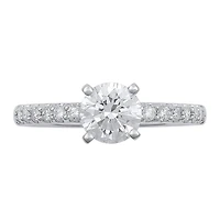 New Brilliance 14K White Gold Lab Grown 1.13CTW Solitaire Ring with Accents