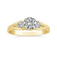New Brilliance 14K Yellow Gold Lab Grown 1.25CTW Solitaire Ring with Accents