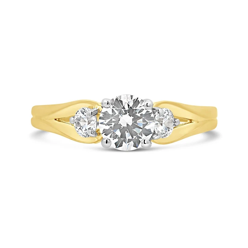 New Brilliance 14K Yellow Gold Lab Grown 1.25CTW Solitaire Ring with Accents
