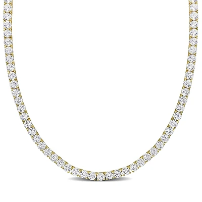 Julianna B Yellow Plated Sterling Silver Created White Sapphire 17" Necklace