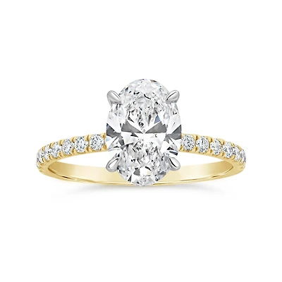 New Brilliance 14K Yellow Gold Lab Grown 2.40CTW Oval Diamond Ring