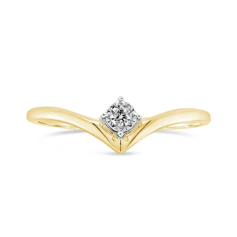 10K Yellow Gold Diamond Chevron Stackable Ring