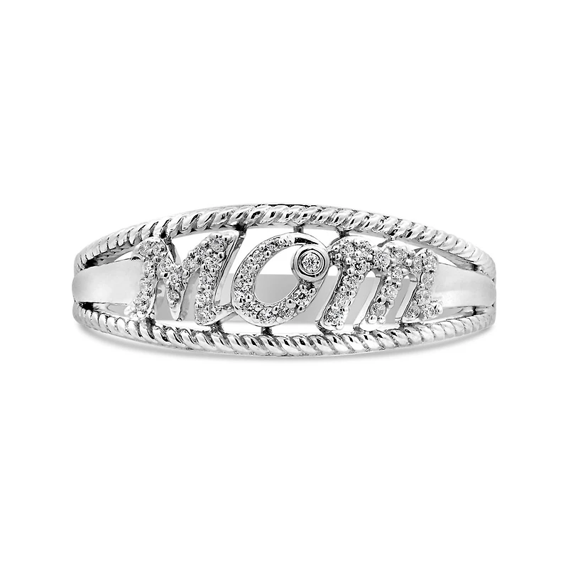 Sterling Silver Diamond Mom Ring