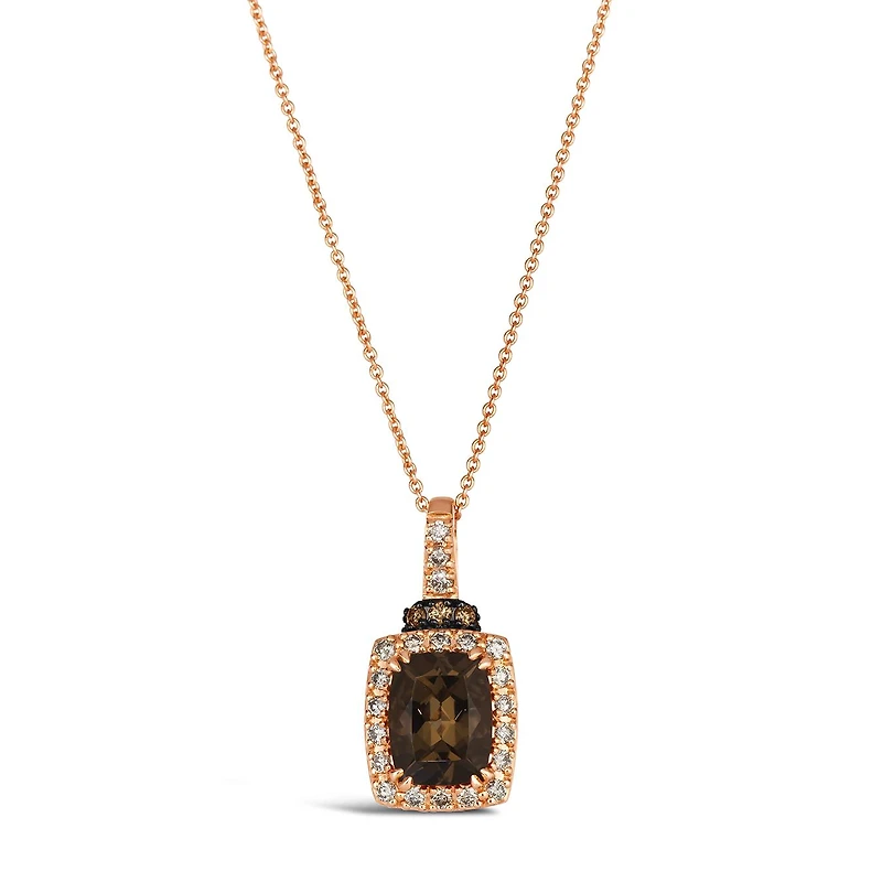 Le Vian 14K Strawberry Gold Chocolate Quartz Diamond Pendant