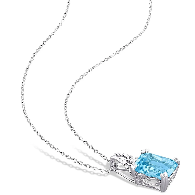 Julianna B Sterling Silver Blue and White Topaz Pendant