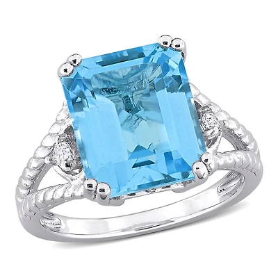 Julianna B Sterling Silver Blue and White Topaz Ring