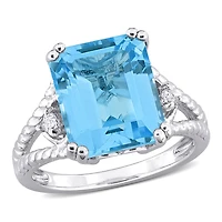 Julianna B Sterling Silver Blue and White Topaz Ring