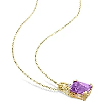 Julianna B Yellow Plated Sterling Silver Amethyst And White Topaz Pendant