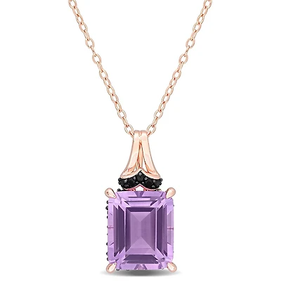 Julianna B Pink Plated Sterling Silver Amethyst and Black Sapphire Pendant