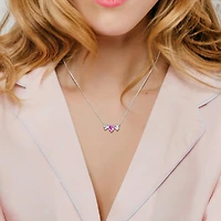 Julianna B Sterling Silver Created Pink Created White Sapphire Heart Necklace