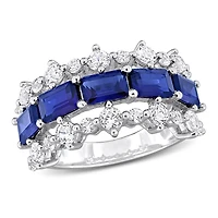 Julianna B Sterling Silver Created Blue and White Sapphire Ring