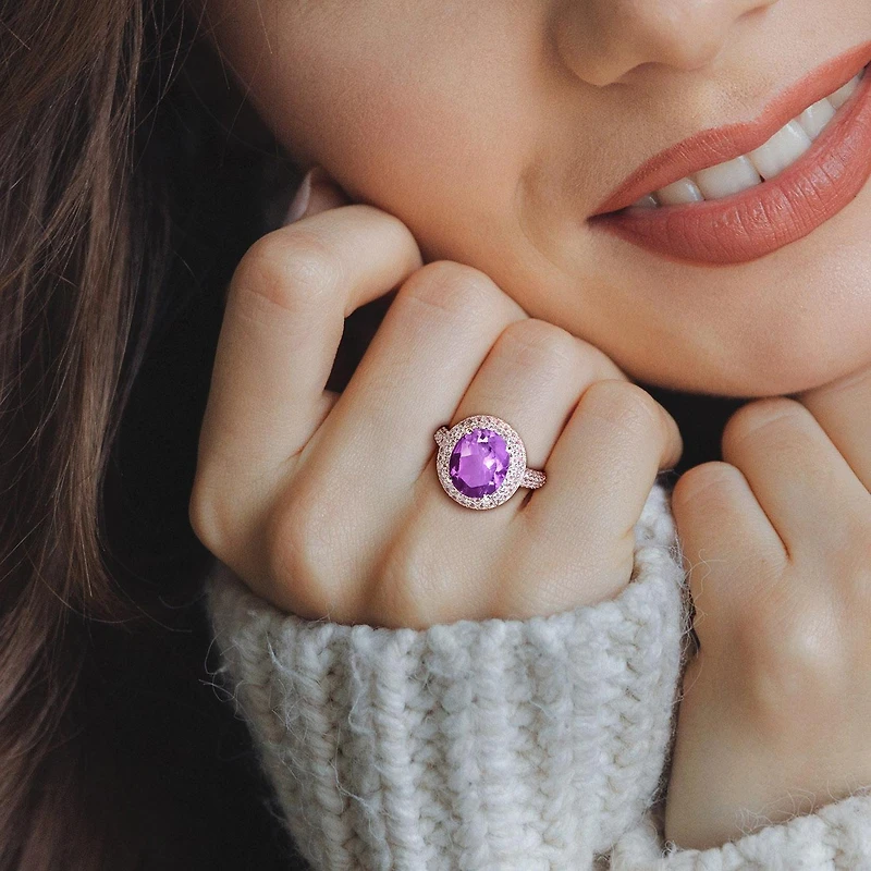 Julianna B Sterling Silver Amethyst and White Topaz Ring