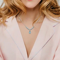 Julianna B Sterling Silver Aquamarine and Blue Topaz Necklace 18" + 2" Extender